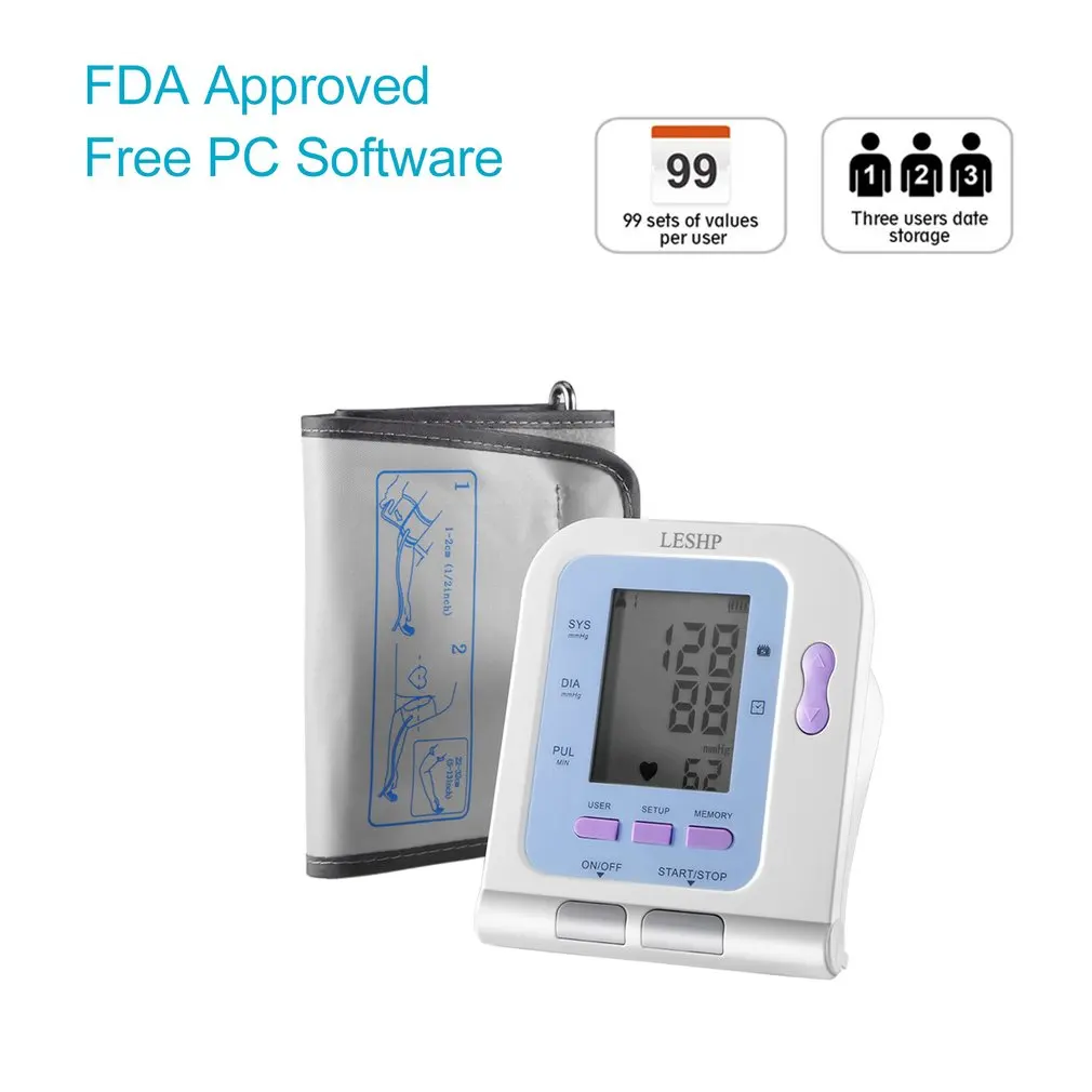

Electronic Automatic Sphygmomanometer Arm Monitor with Cuff 2.8 inch LCD Display