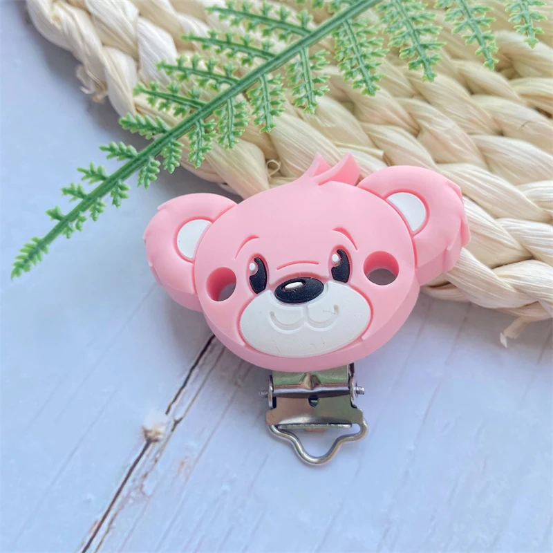 10PCS Bear Silicone Pacifier Clip DIY Baby Teething Teether Necklace Bead Tool Nurs Gift Round Heart Accessories 5