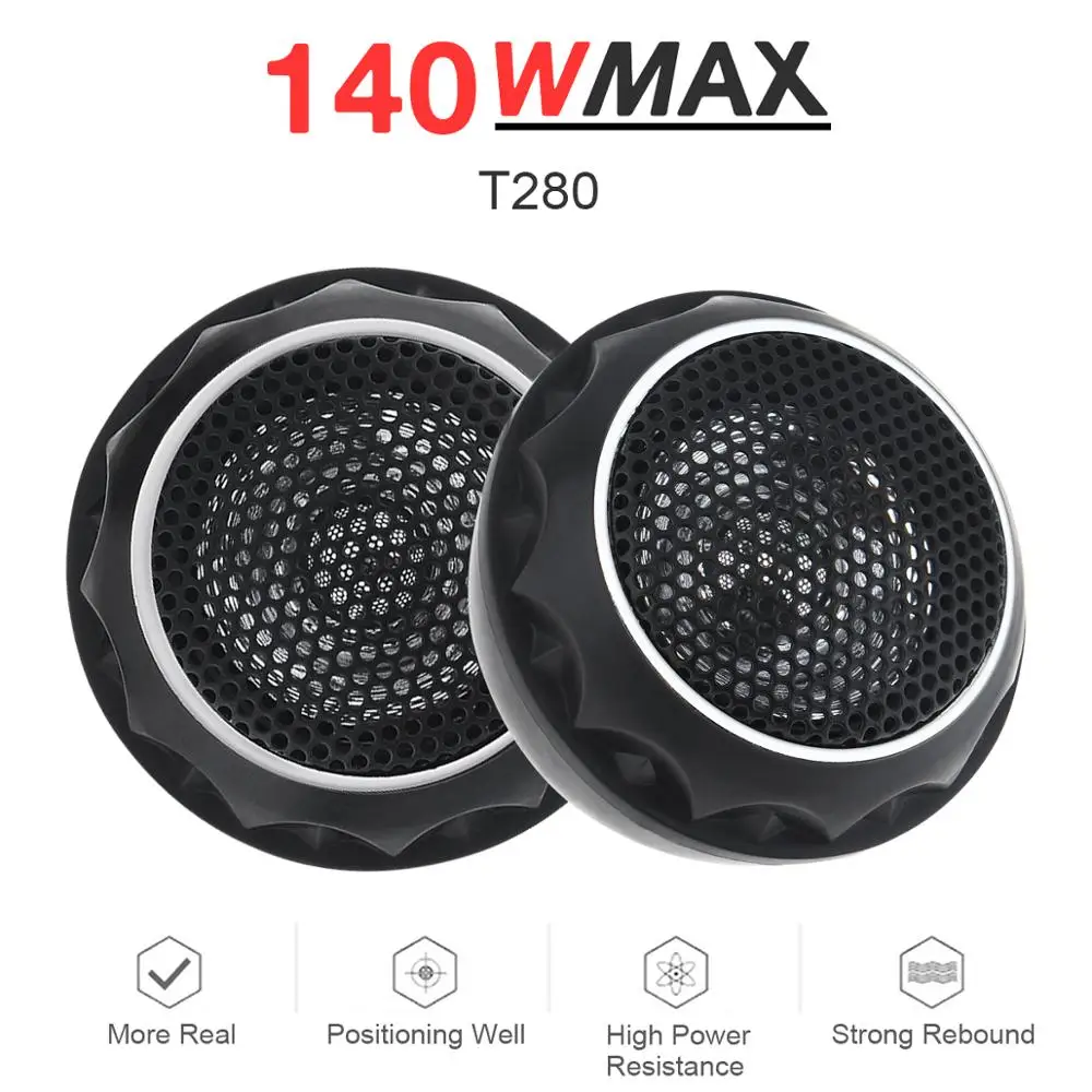 T280 2pcs 140W Car Horn Dome Tweeter Audio Loudspeaker Car Stereo Treble Speaker for Cars