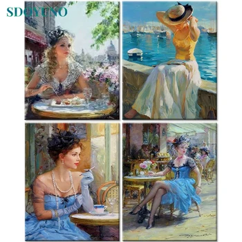 

SDOYUNO 60x75cm Paint By Numbers Women Frameless DIY Painting By Numbers On Cavans Figure For Home Decoration Digital Painting