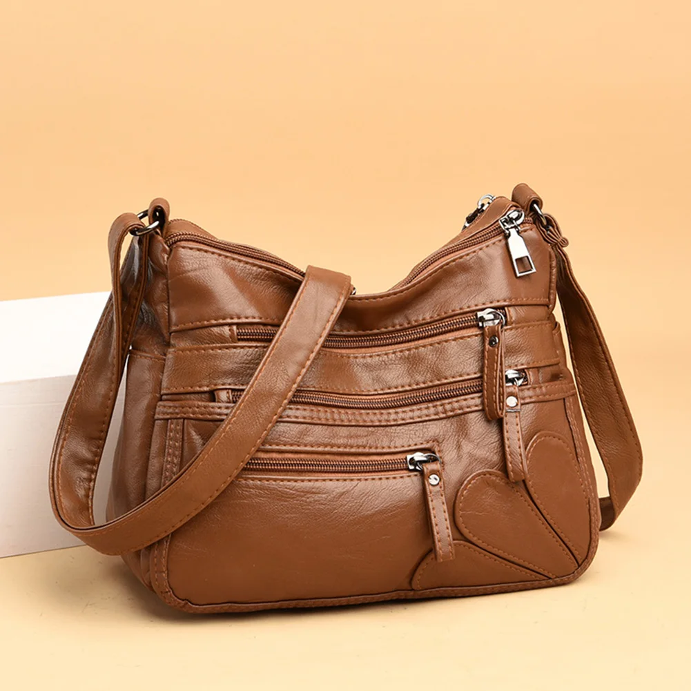 Vintage Women Leather Crossbody Bag Solid Color Shoulder Daily Handbag Hobo 