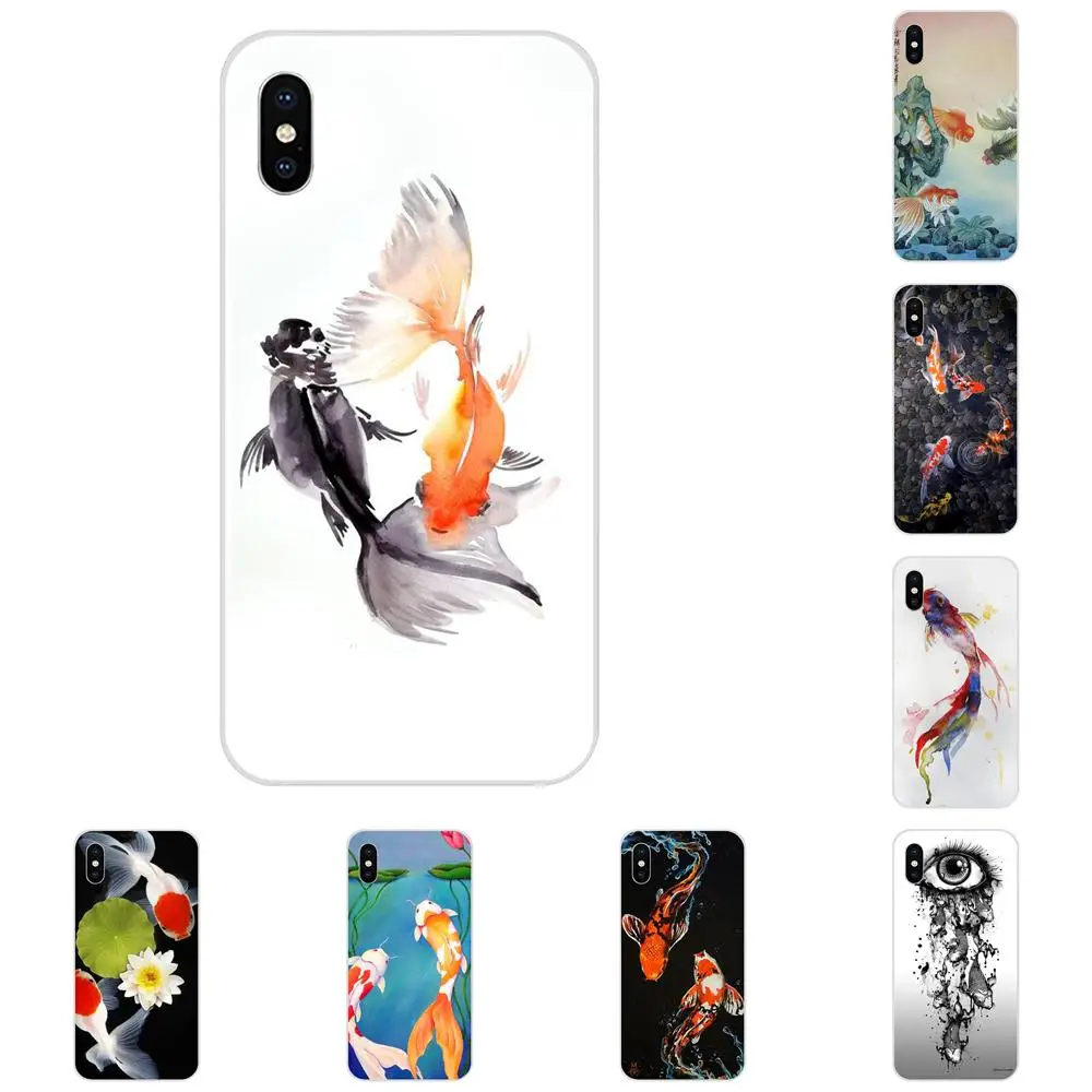 Soft TPU Cell Phone Case Cover Watercolor Koi Fish Paintings For Apple iPhone 4 4S 5 5C 5S SE 6 6S 7 8 Plus X XS Max XR | Мобильные