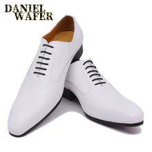 Роскошные Брендовые мужские туфли-оксфорды; офисная Свадебная формальная обувь; цвет белый, черный, коричневый; кожаные мужские туфли на шнуровке с острым носком