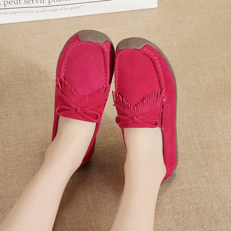 tassel genuine leather shoes women italian fashion vulcanized loafers elegant dress ladies casual flats driving lady moccasins (40)