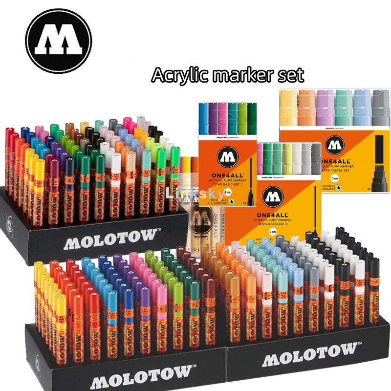 Kapper achterstalligheid Inspiratie Molotow One4all Acrylic Paint Marker Set, 1mm/ 2mm/4mm/15mm, Assorted  Colors, 6/10/12 Color Marker Set,art Supplies - Art Markers - AliExpress