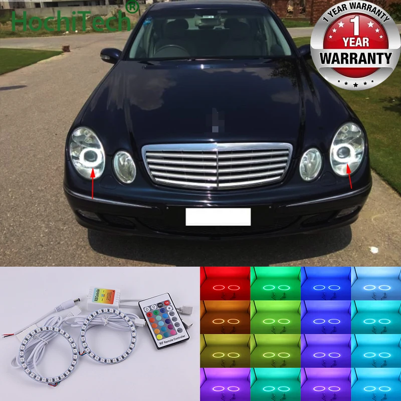

For Mercedes Benz e class w211 2003-2009 High Quality Multi-Color Angel Eyes LED RGB Headlight Halo Ring Set RF Remote Control