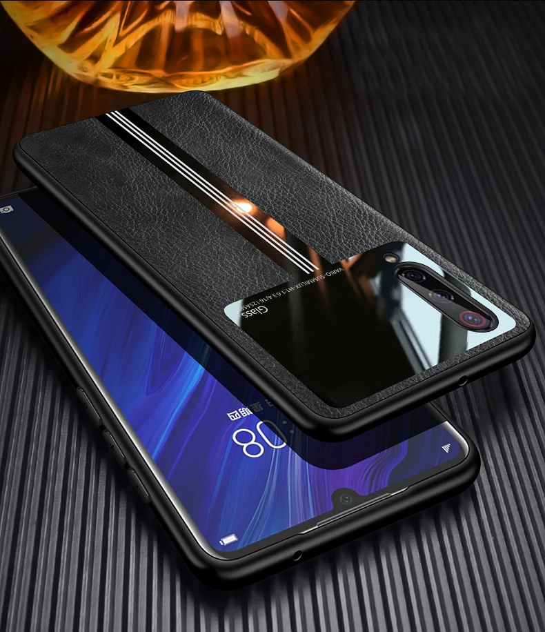 For Xiaomi Mi 8 9 Se 9lite cc9 9T Pro Case Soft Leather texture Plexiglass protect Back Cover xiaomi mi A2 A3 mix 3 |