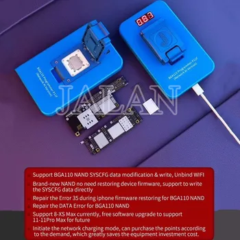 

JC BGA110 Programmer P11F Support IP 8 8P X XS XSMAX XR NAND SYSCFG Data Modification & Write And Unbind Wifi