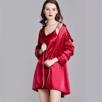 

Women Sleepwear Summer Sexy Silk Thin Section Suspender Dress Nightdress Ladies Nightgown Morning Robe Bathrobe Nachtjapon