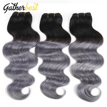 

Ombre 1B/Gery Body Wave Ombre Human Hair Bundles 1/4/3 Bundles Deal Brazilian Body Wave Bundles Ombre Silver Human Hair Weft