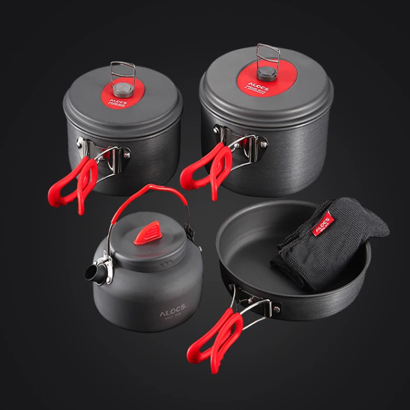 

Alocs Camping Pot Set 5-6 People Camping Outdoor Cookware Picnic Equipment And Tableware Kettle Frying Pan Kettle Cw-C31