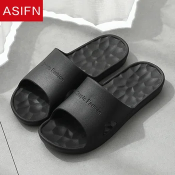 

ASIFN Men's Home Bath Slippers Men Bathroom Slides Summer Indoor Sandals Soft Male Slipper House Flip Flops Zapatos De Hombre
