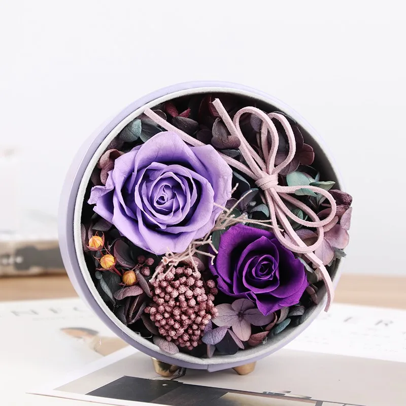 Romantic ornament Rose Flower Packing Box Exquisite Vertica Design Wedding Eternal Rose Flower Gift Box Valentines's Day Gifts