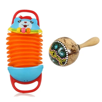

Orff Instruments Infant Toys Little Accordion Puzzle Kid's & Coconut Shell Sand Hammer Shaker Aslatua Gourd Kashaka