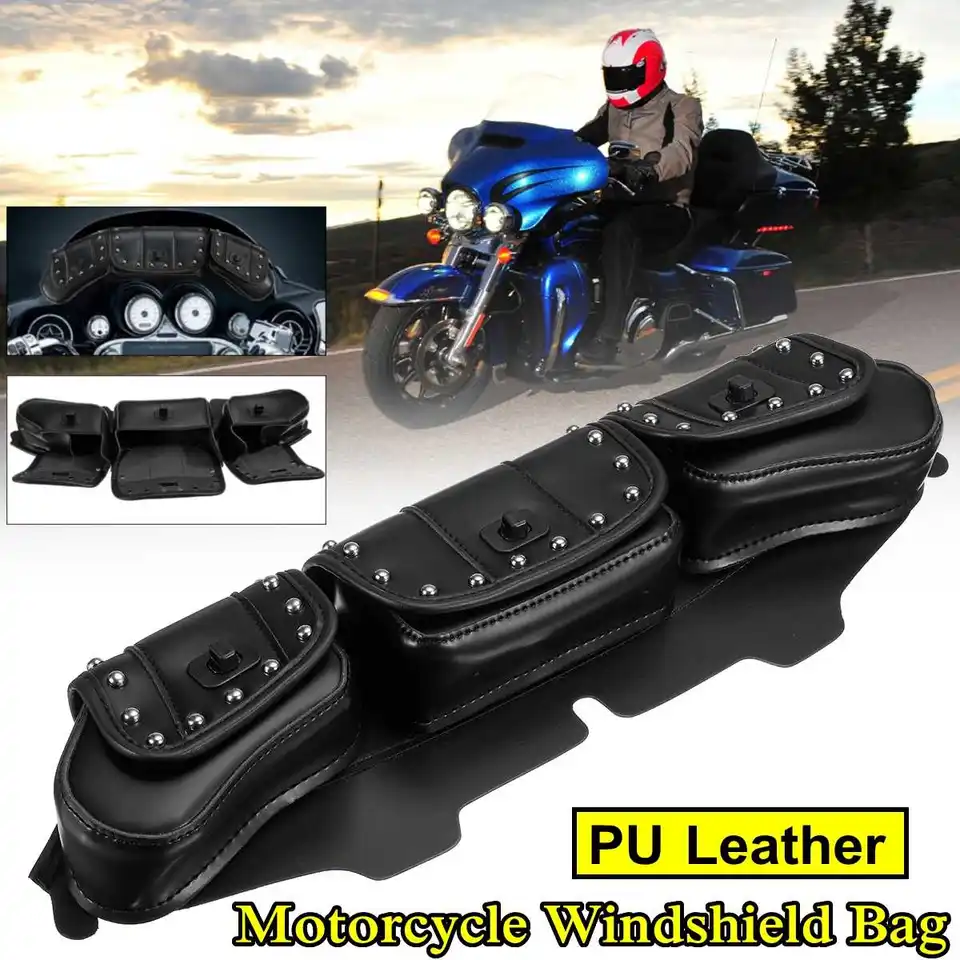 leather motorcycle windshield bag