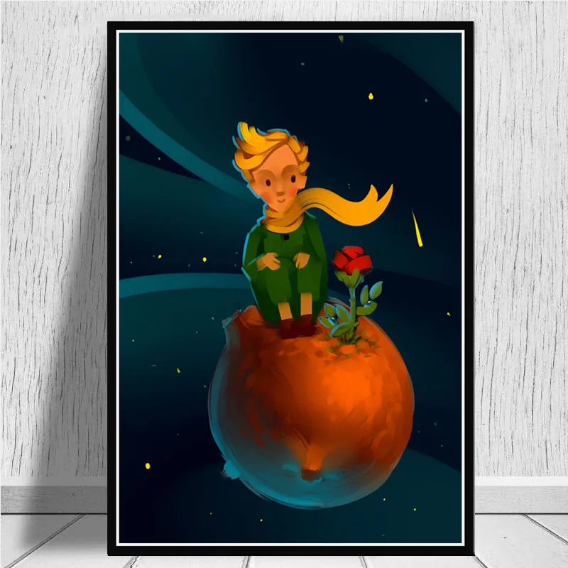 Nt016 Pintura Al Oleo Del Principito Rosa Zorro Alien Anime Poster