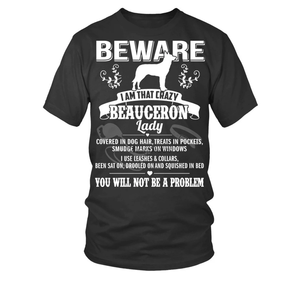 Beware I am that crazy Beauceron lady covered in dog hair Men's T-Shirt | Мужская одежда