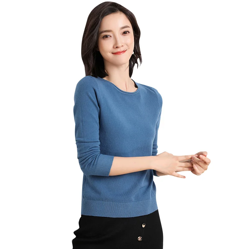 

2019 Autumn Winter Cashmere Sweater Women Pullover O-Neck Long Sleeve Solid Slim Sweater Women Stretch Pullover Plus Size 3XL