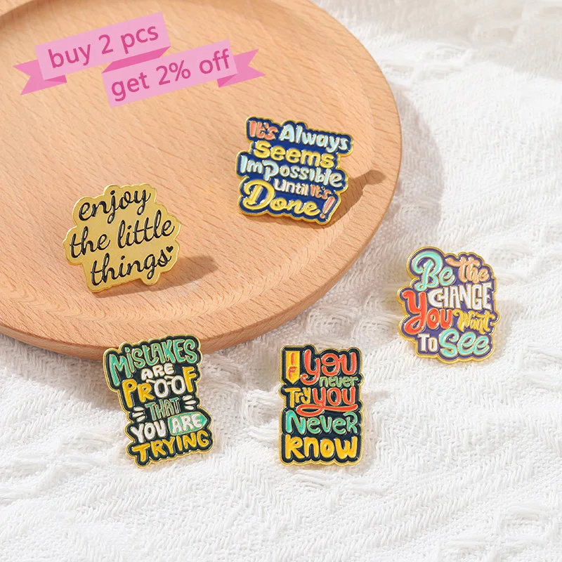 Farbe Zitieren Emaille Pins Kunden SIE NIE VERSUCHEN SIE NIE WISSEN Broschen Tasche Abzeichen Cartoon Metall Schmuck Neue Jahr Geschenk für Kinder – Detail 3