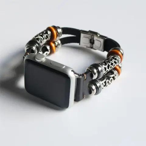 Leather Band Loop Strap For Apple Watch 6 SE 5 4 3 2 38mm 40mm , Men Leather Watch Band for iwatch 5 4 44mm 42mm Bracelet