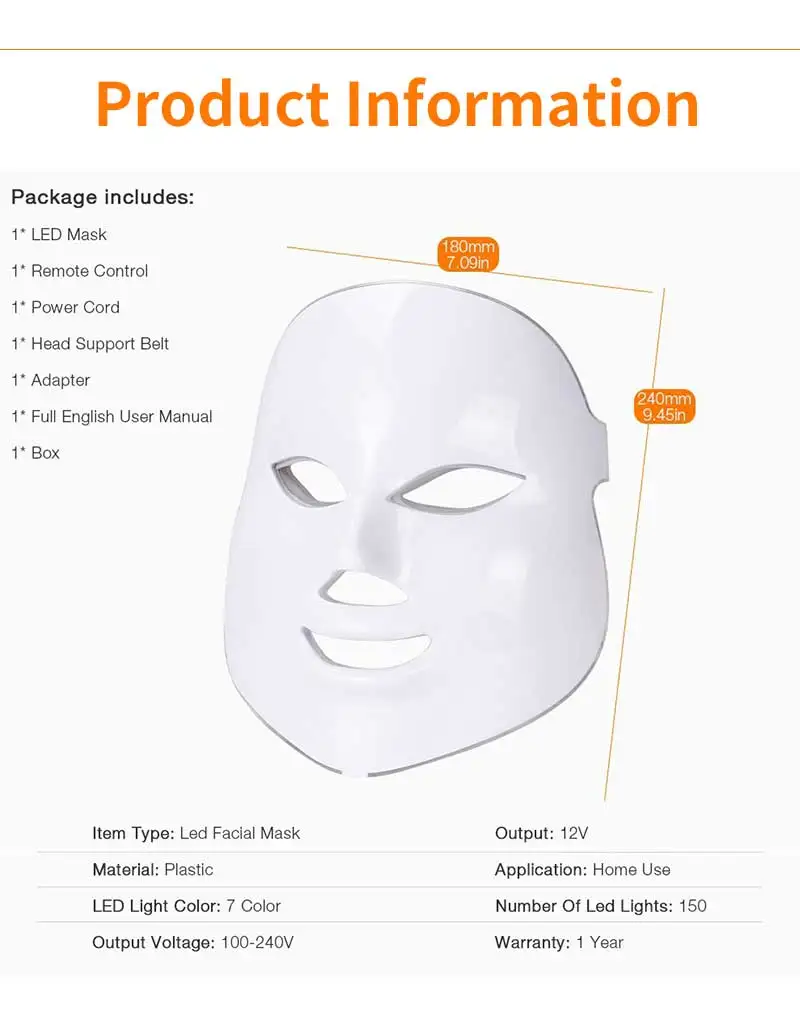 Светодиодный маска для лица, 7 цветов, Корейская фотонная терапия, маска для лица, инструмент для красоты, Подтягивающая кожу, радиочастотная, против морщин, для салона красоты