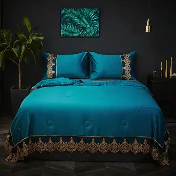 

1pc Duvet Cover Summer Bed Sheet Cover Army Green Yellow Printed Pattern with Lace Duvet Cover for King Queen Bed No Pillowcases