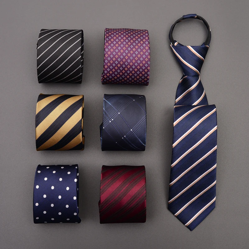 High Quality New Designers Brands Fashion Business Casual 6cm Slim Ties for Men Zipper Necktie Formal Wedding with Gift Box