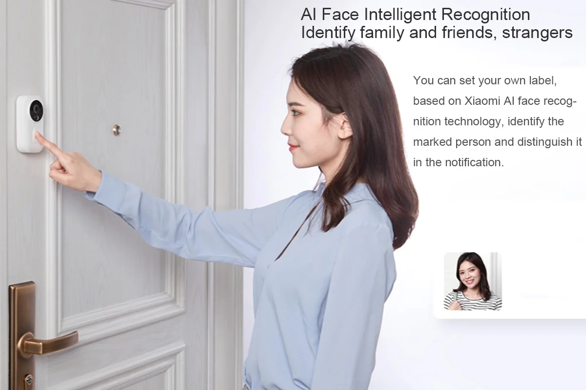 Xiaomi mijia умный дверной звонок wifi камера видеодомофон Беспроводная дверь новейший ИК ai идентификация лица звонок для офиса дома mihom