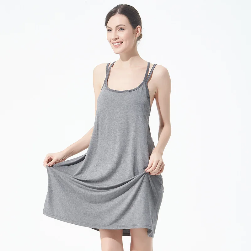 PLUS SIZE 4XL 5XL 6XL 7XL Modal Nightgown Women Sexy Spaghetti Strap Nightdress Soft Casual Sleepwear Bathrobe Summer Nightwear