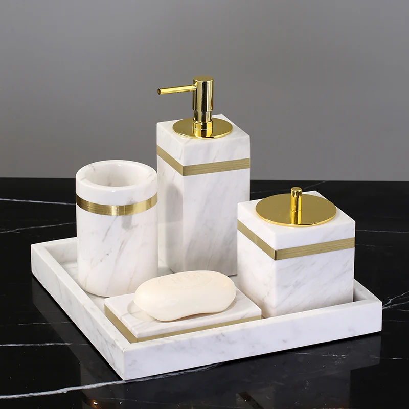 

Bathroom Accessories Set Marbles Bath Toiletries Soap Dispenser/Dish Toothbrush Holder/Rack Gargle Cup Tissue Box Wedding Gifts