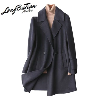 

Casual 100% 2020 Wool Female Double Side Cashmere Coat Women Medium Long Women's Winter Jackets and Coats WYQ1251