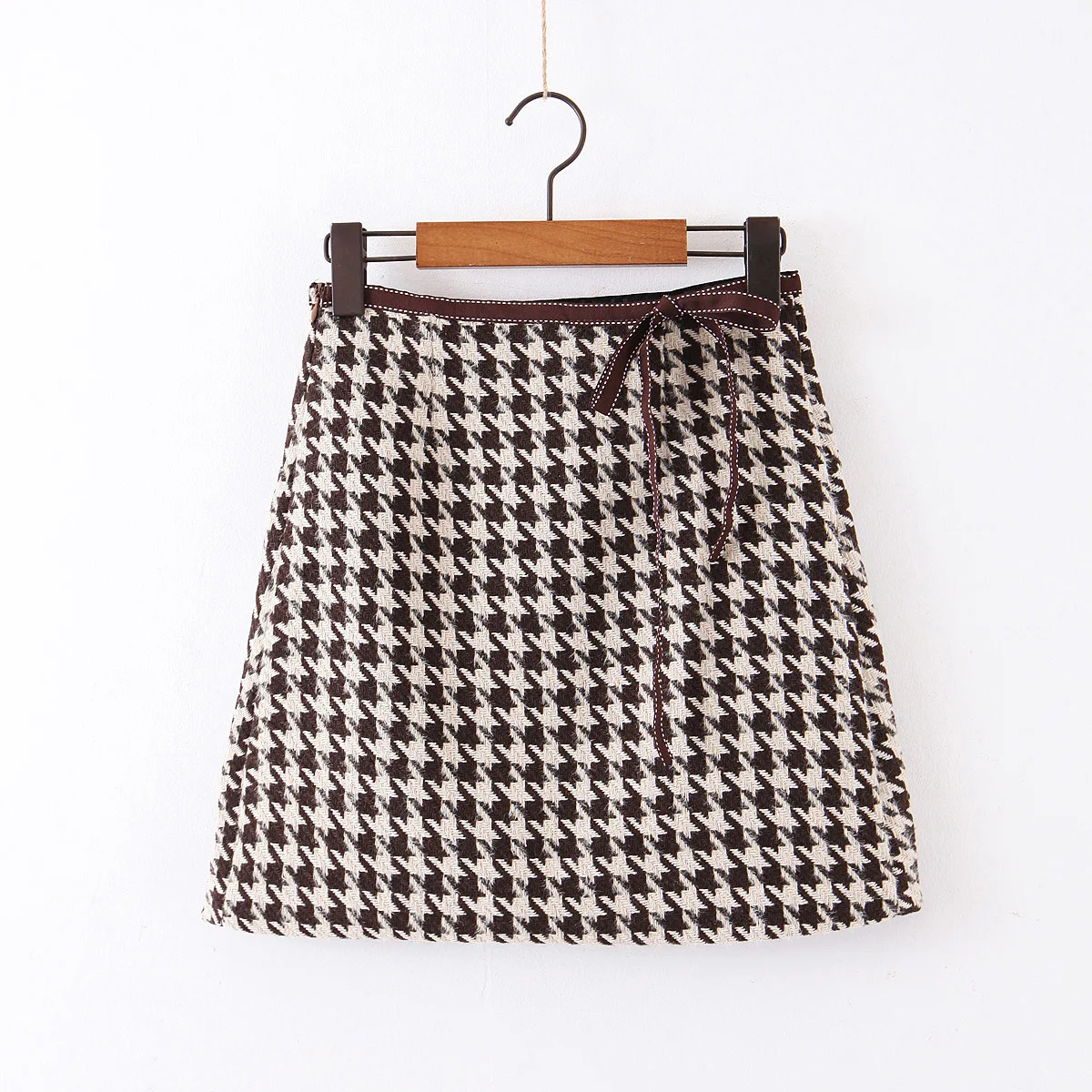 

A Generation of 2019 Autumn And Winter New Products INS Thousands of Birds Sub-Bow Skirt High-waisted Short Skirt Entity