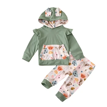 

Baby Girl Clothes Set Kids Long Sleeve Hoodie Sweatshirt Blouse Tops+Floral Print Pants Casual Set Children 2pcs Clothing#1