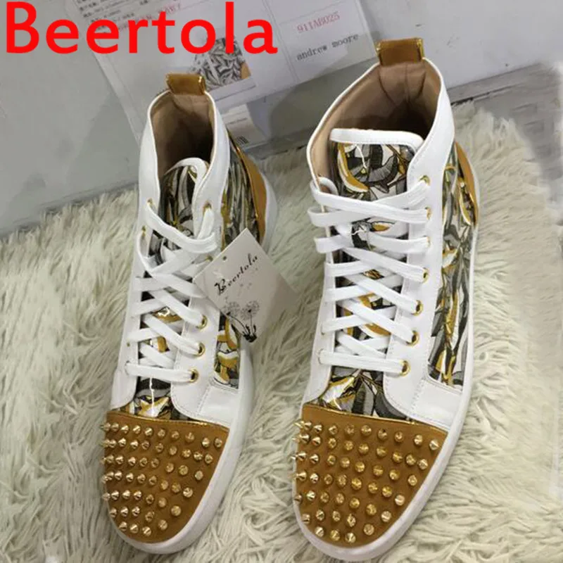 Мужские кожаные туфли повседневные с принтом листьев высокие плоская подошва