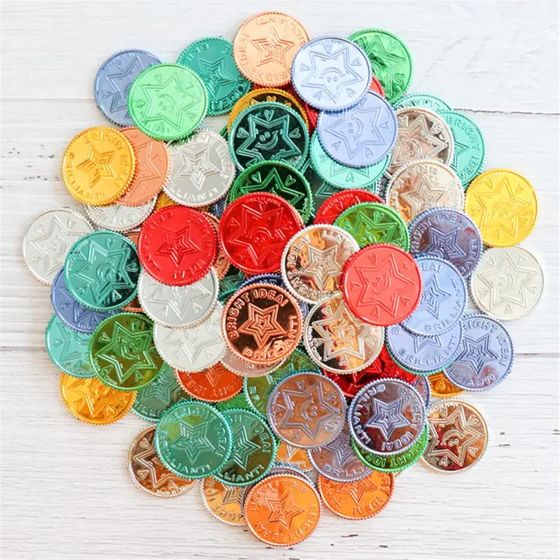 100 Plastic Lucky Pirate Gold Coins Colorful Gold Treasure Coins For Play Favor Party Supplies Pirate Party Treasure Hunt Game