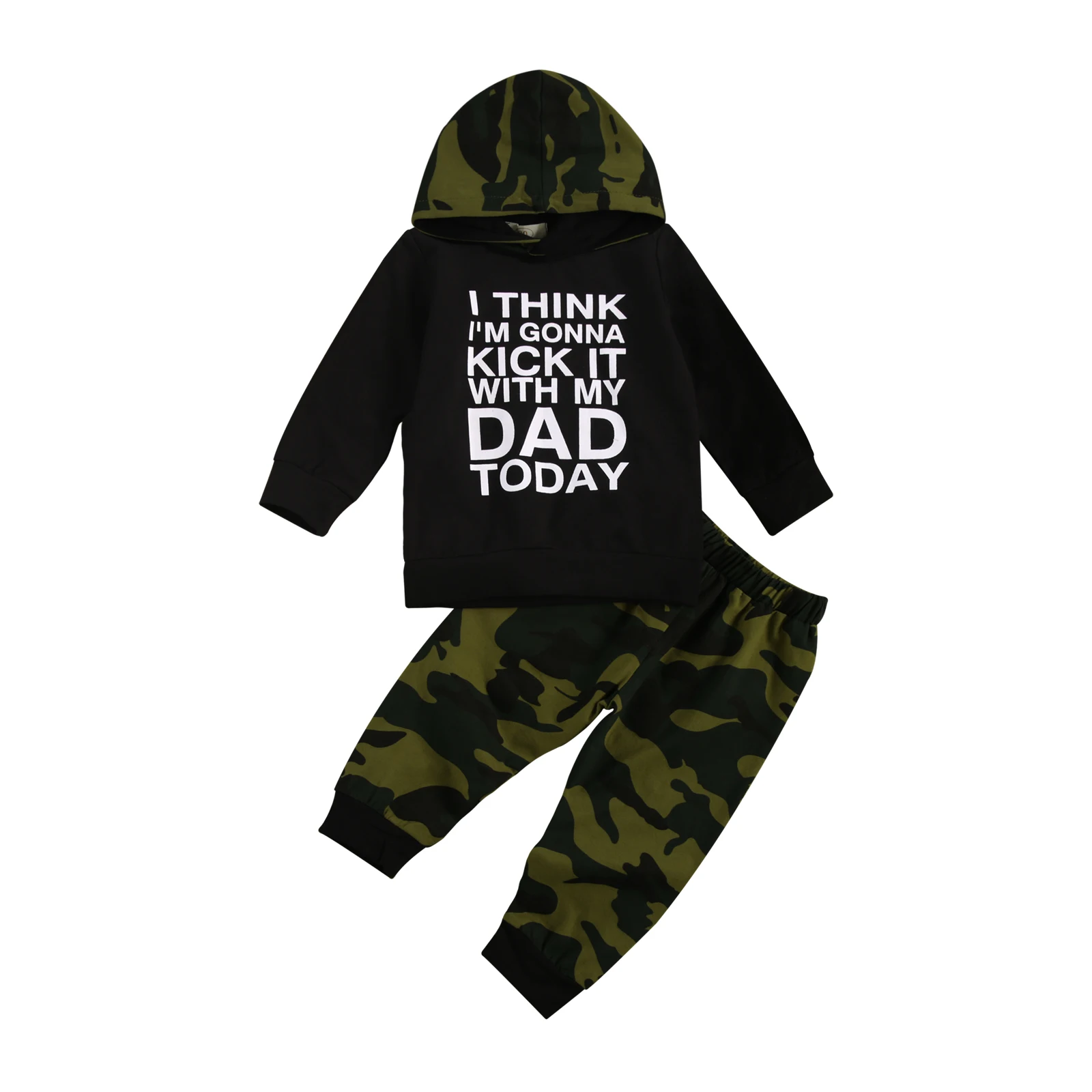 

2020 New Fall Autumn 12M-5Y Toddler Kid Baby Boy 2Pcs Set Camouflage Hooded Letter Print Long Sleeve Top+ Pants Outfit Clothes