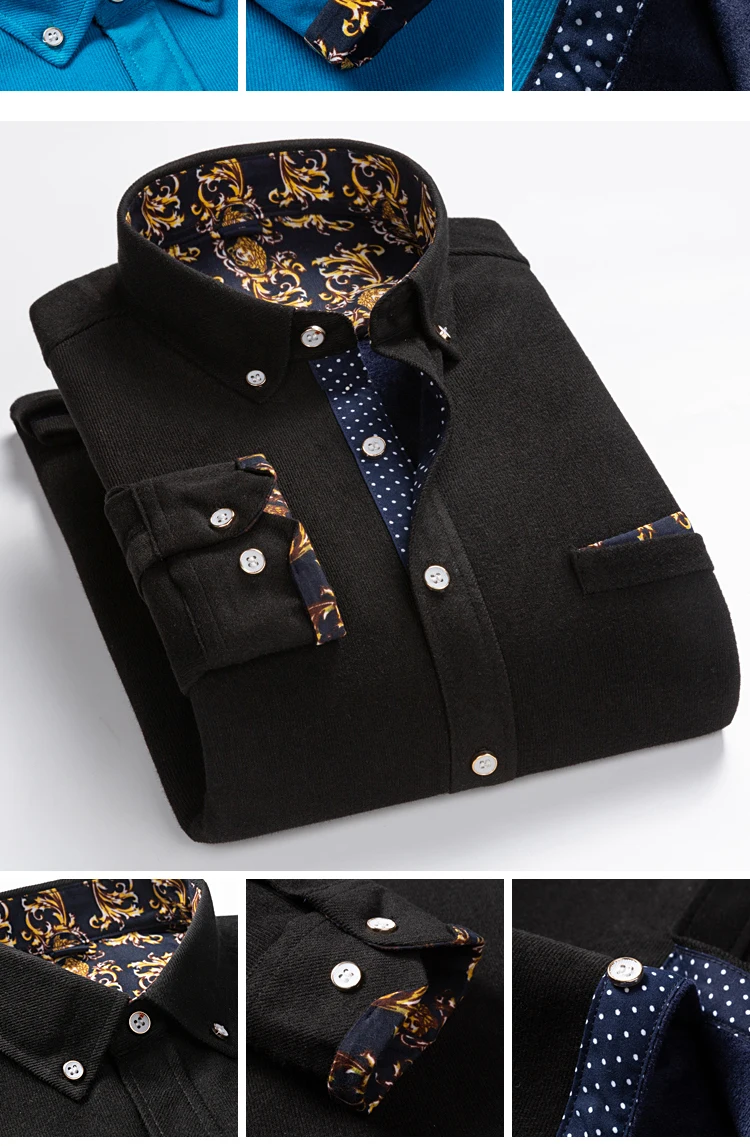 Camisa de vestir para hombres nueva camisa de manga larga de algodón sólido invierno de pana gruesa para hombre