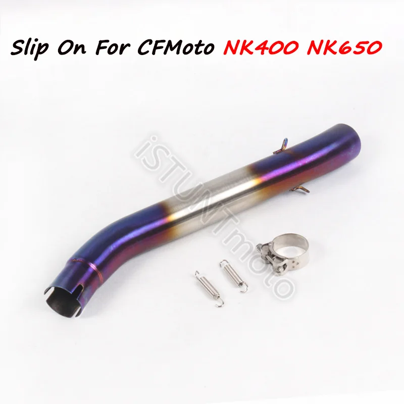 Слипоны для CFMOTO 400NK 650NK NK400 NK650 мотоцикл глушитель побега Модифицированная средняя Соединительная труба NK 400 NK650 - Цвет: Синий