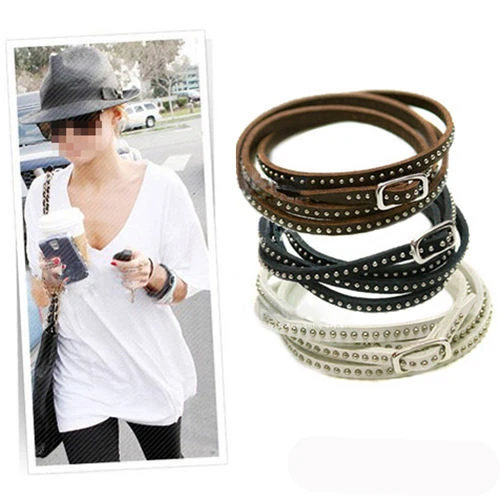 

Unisex Womens Retro Vintage Vogue Wrap Cuff Bangle Lady Punk Multilayer Leather Rivet Stud Bracelet Casual Style Wholesale