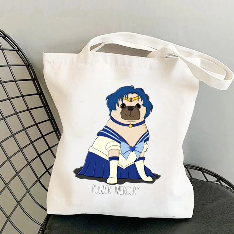 Shopper Sailor Meow On the moon Kawaii Bag Harajuku women Shopping Bag Canvas Shopper girl handbag Shoulder Lady shopping bag tote bags canvas bag canvas bags