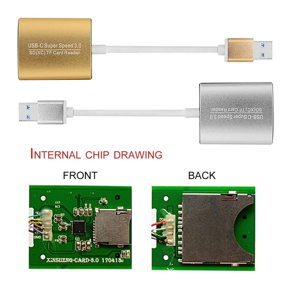 Алюминиевый сплав USB 3,0 интерфейс Поддержка безопасности цифровая карта памяти TF карта 2 в 1 кардридер для компьютера смартфон