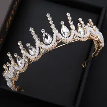 Свадебный головной убор, Хрустальная корона, стиль, белая марля, торжественное платье, аксессуары, Европа и Америка, великолепная корона в стиле барокко