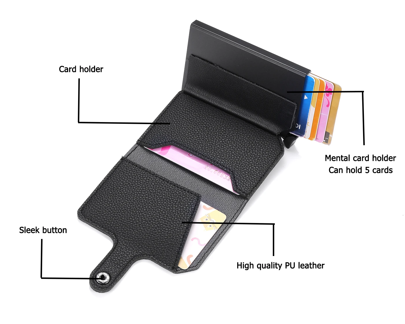 ZOVYVOL RFID Противоугонный металлический алюминиевый кошелек минималистичный банковский держатель для карт мини мужской и женский черный бизнес чехол для кредитных карт
