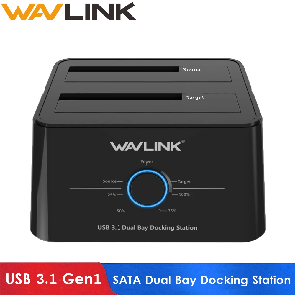Док станция Wavlink USB 3 1 C SATA с двумя отсеками внешний корпус для жесткого диска