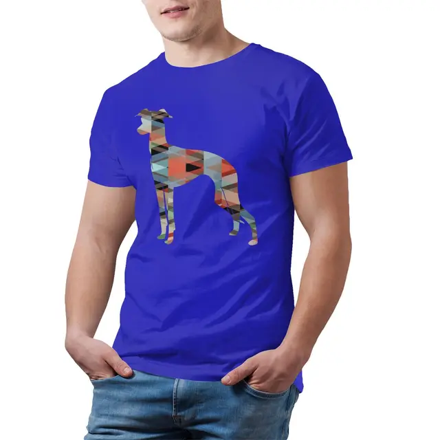 Italian Greyhound T Shirt Geo Pattern Silhouette T-Shirt Awesome 100 Percent Cotton Tee Shirt Man 4xl Tshirt Blue