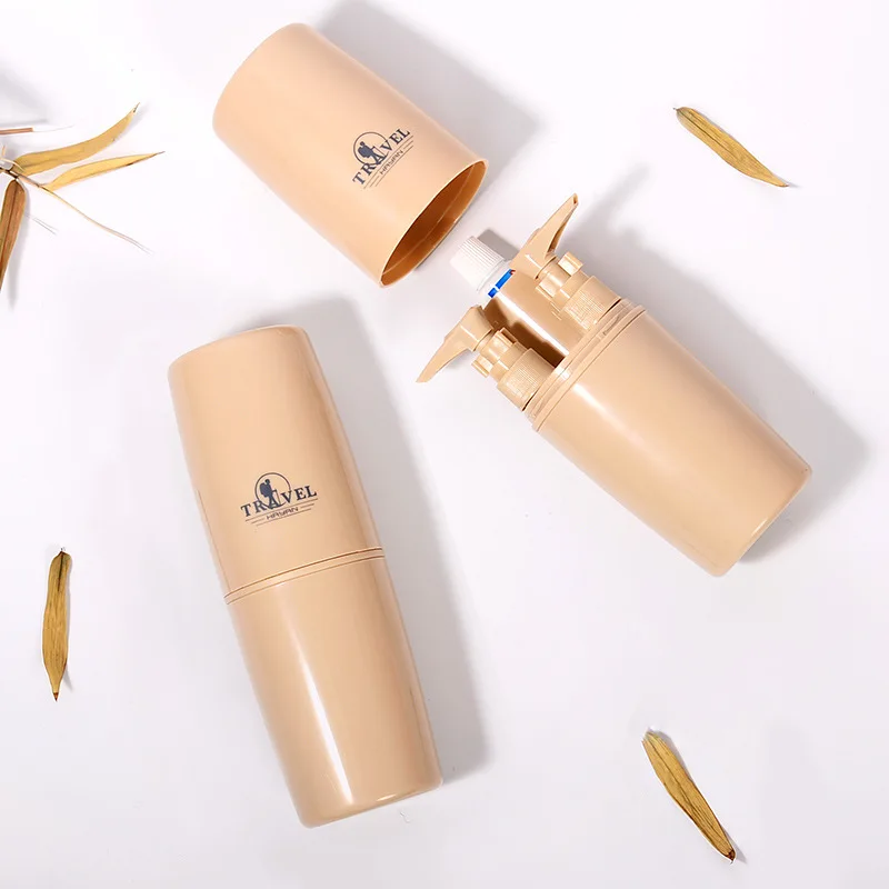 4pcs/set Travel Wash Cup Soap Dispenser Cosmetics Bottles Set Portable Toothbrush Cup Comb Bathroom Set Easy Carry