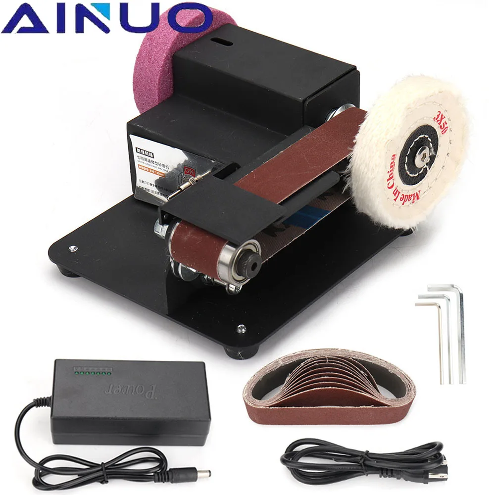 Multifunctional Grinder Mini Electric Belt Sander DIY Polishing Grinding Machine Cutter Edges Sharpener 7-Speed Adjustment Edges 220v 4000w handheld portable electric arc welding machine automatic digital intelligent welding machine current adjustment