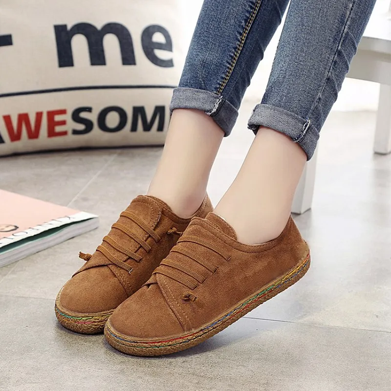 

EOEODOIT Plus Size 41 42 Women Shoes Flat Heel Round Toe Slip On Casual Flats Suede Spring Autumn Female Driving Walking Loafers