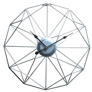 

50cm Retro Style Iron Artisitc Ornament Silent Wall Clock for Living Room Decor - Silver