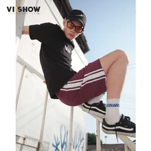 VIISHOW, модные брендовые мужские шорты, хлопковые, повседневные, мужские, свободные, до колена, шорты, комбинезоны, полосатые шорты, Мужская брендовая одежда KD1470182